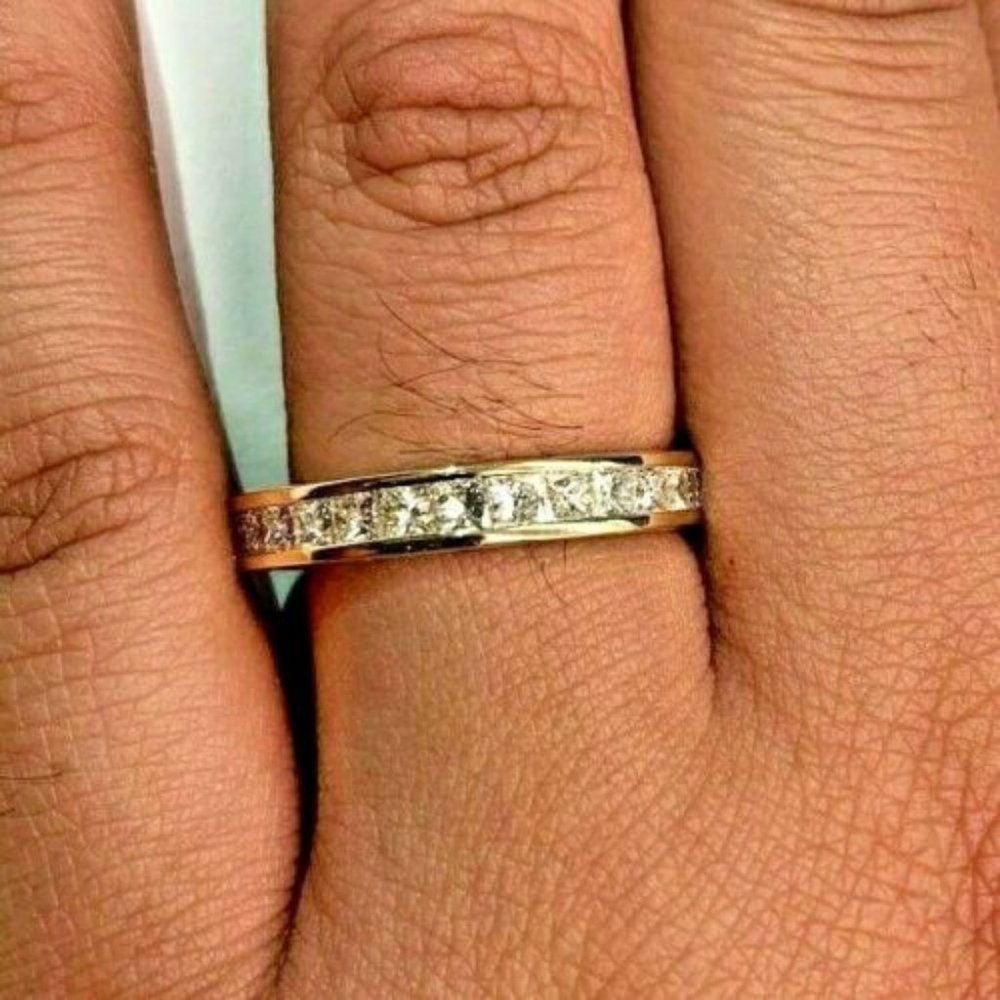 14K Gold Princess cut Diamond Wedding Band Ring